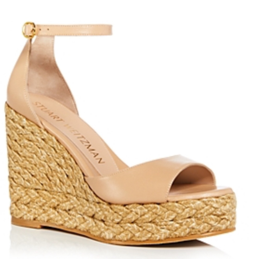 Stuart Weitzman Cream Nudistcurve Espadrille Wedge
